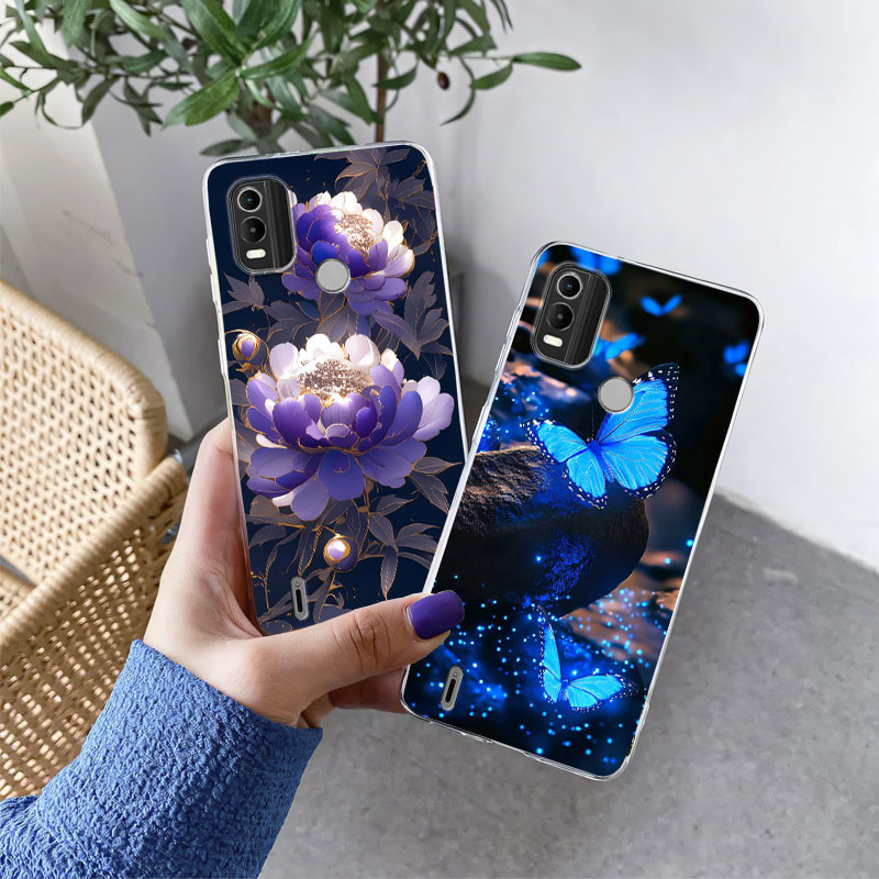 Bướm Pha Lê Cho Nokia C21 Plus C31 C100 C21 C10 C20 Ốp Lưng Hoa Chó Mèo Dễ Thương Silicon Mềm Trong 