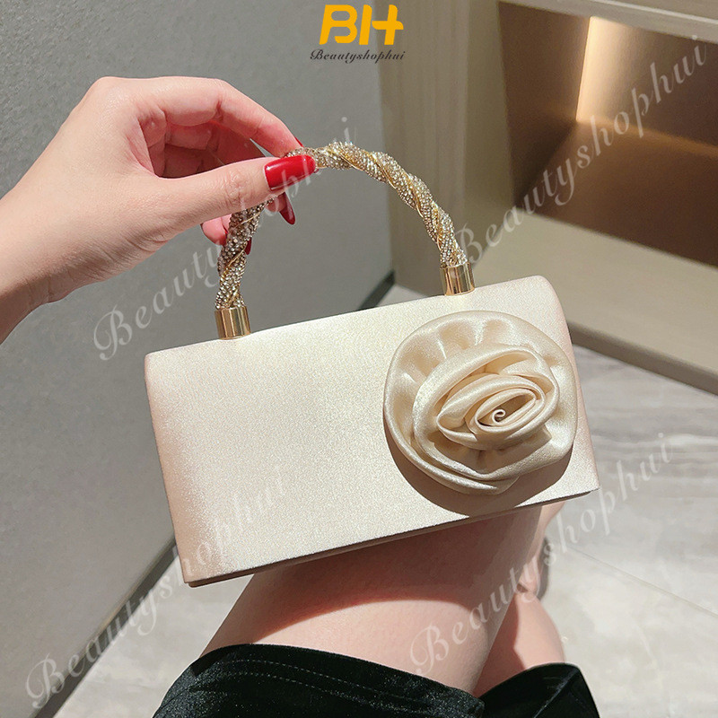 Túi xách nữ dây chuyền hoa hồng đính đá mới