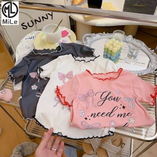 [ML] 90-160CM Trẻ Em Mùa Hè Tay Ngắn Bé Gái Trung Nhỏ Trẻ Em Hoạt Hình Thời Trang Áo Thun Ngọt Ngào Mỏng Top