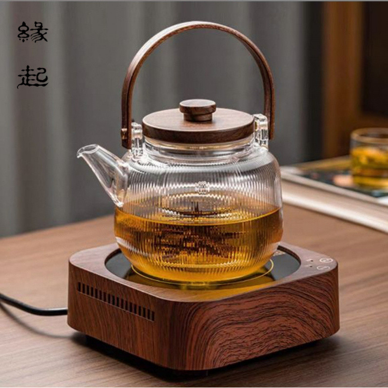 [Nguồn gốc của trà] Set Riddle Tea: Ấm trà thủy tinh chịu nhiệt 900ml + Thạch anh + Bếp nướng lưới, 