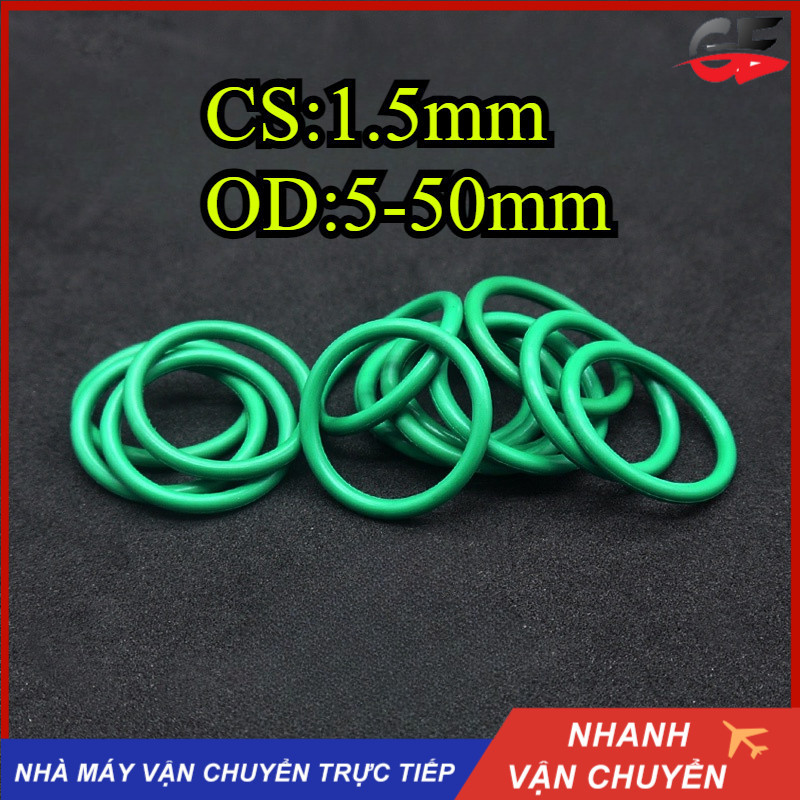 Vòng đệm cao su / oring gioăng FKM / Xanh lá cây （Đường kính dây 1.5 mm * Đường kính ngoài 5-50 mm） 