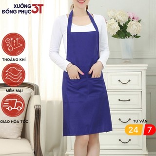 Tạp dề trơn dài toàn thân vải kaki mỏng thoáng mát chuyên dùng trong bếp 3T UNIFORM
