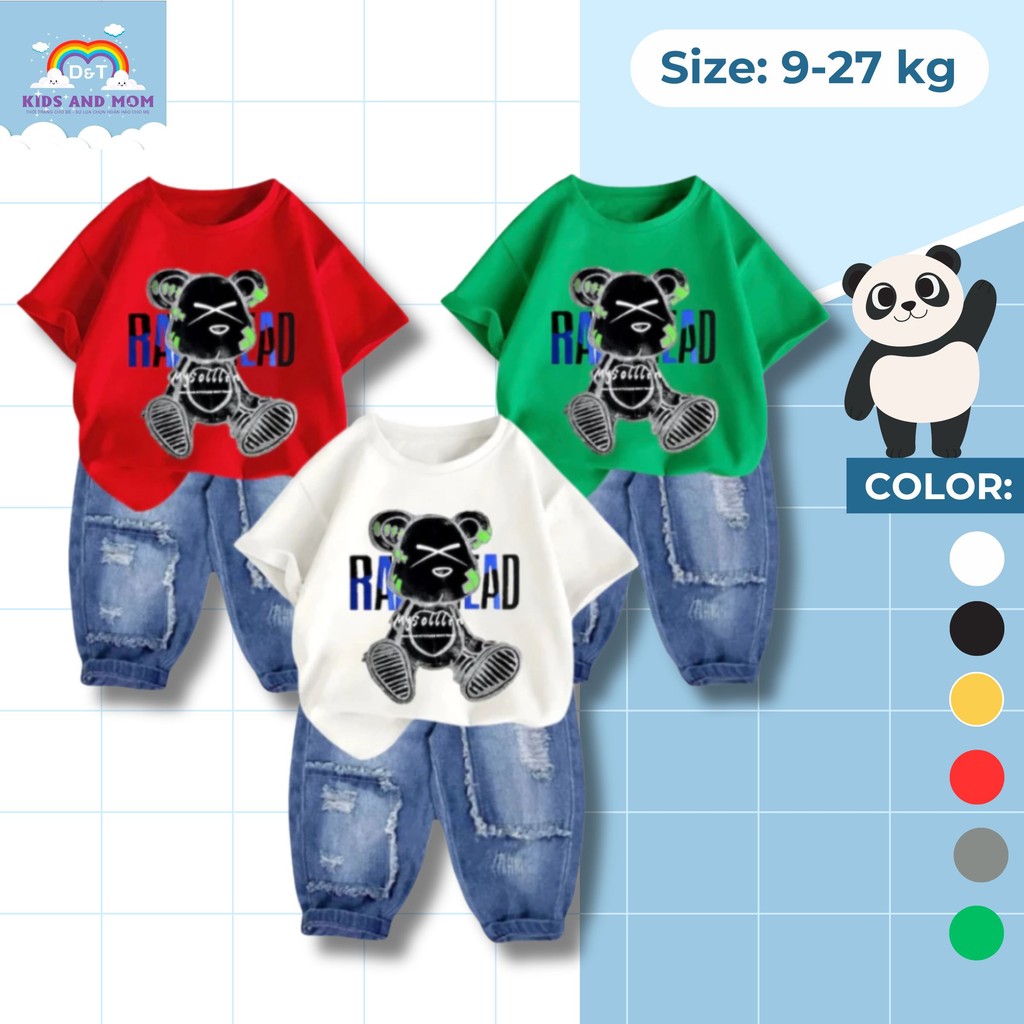 Bộ đồ bé trai cao cấp, Bearrick kèm quần dt11 dài siêu chất, bé từ 9-24kg, 1-7 tuổi DT11 | D&T KIDS