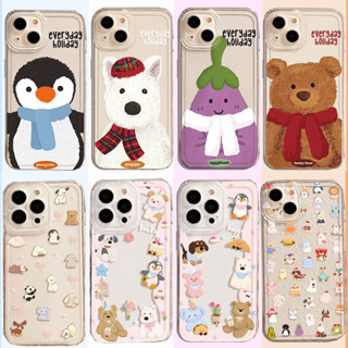 Ốp Lưng Cho Samsung Galaxy S24 S23 S22 S21 Plus Ultra S20FE S21FE S23FE Gấu Cà tím Chim cánh cụt Hoạt hình Jelly Cat Mềm trong suốt Vỏ Điện thoại dễ thương