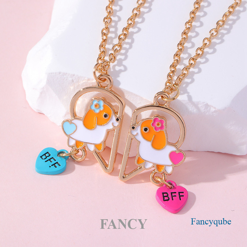 Fancyqube 2 Cái / bộ Vòng Cổ Chó Dễ Thương Hình Trái Tim Mới Cho Nữ BFF Người Bạn Tốt Nam Châm Thu H