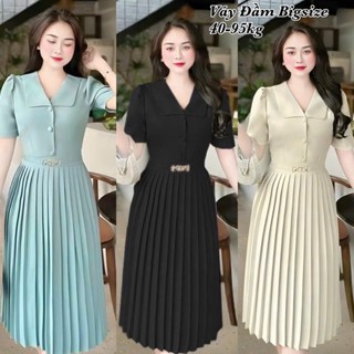 Đầm Váy Xếp Ly Công Sở Dáng Dài Qua Gối Lụa Chéo Thái Thiết Kế Dự Tiệc Nữ Cho Nàng Chuppy Sang Trọng Cao Cấp  40-95kg