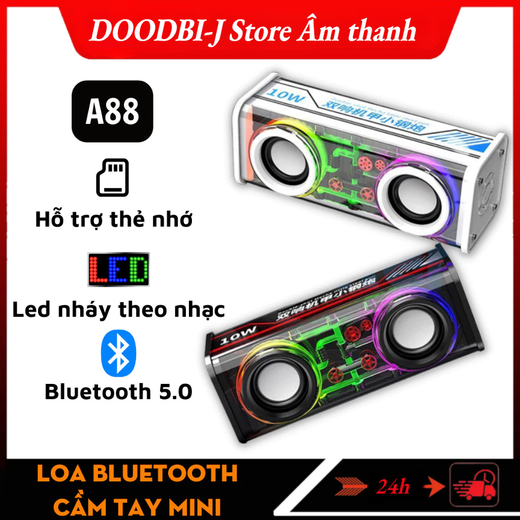 Loa bluetooth A88 led  Nháy Theo Nhạc , Công Suất 10W, Nghe Nhạc Hay, Âm Bass Tốt
