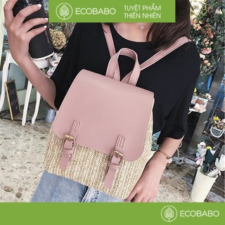 Balo cói phối da Retro cực độc dễ phối đồ | Ecobabo