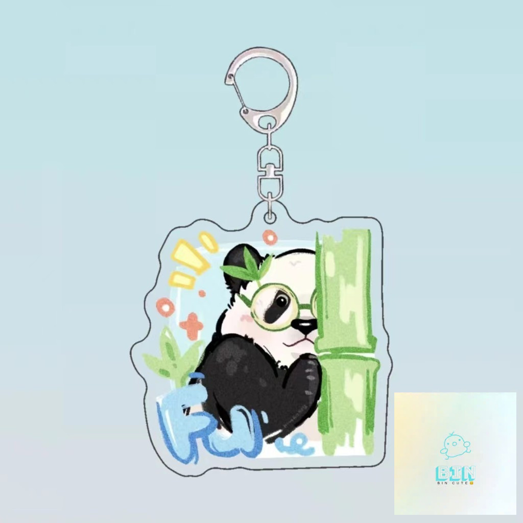 Móc Khoá, Mô Hình Standee Cute Panda Fubao Trang Trí Bàn Học, Làm Việc