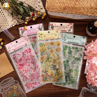 Set 6 tấm sticker trong suốt HOA HỒNG CỎ LÁ MIMOSA DƯƠNG SỈ CÚC TULIP LAVENDER ANH ĐÀO dán Sổ Bullet Journal Scrapbook