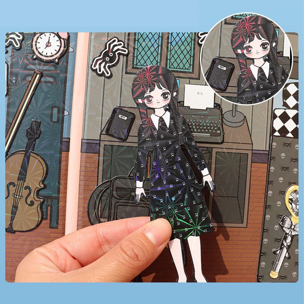 The Addams Family Magnet Book Enid Sinclair Kids Sáng Tạo Nhãn Dán Từ Tính Đồ Chơi Trang Điểm Trò Ch