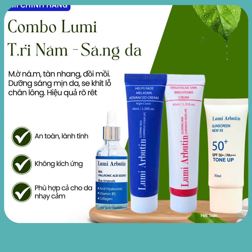 Combo trắng da ngừa nám LUMI ARBUTIN bộ 4 món