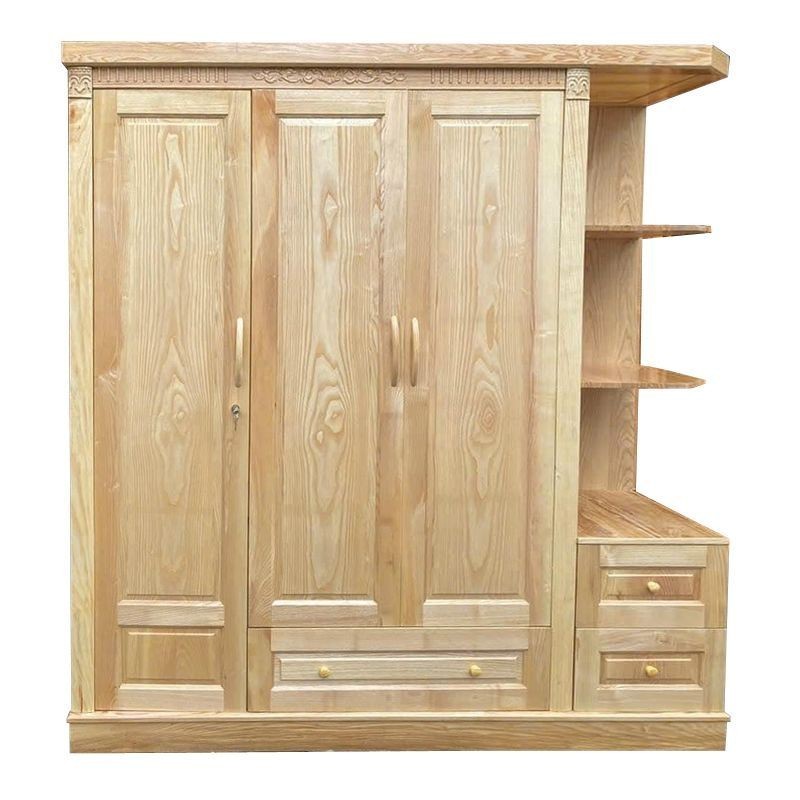 Tủ Quần Áo Gỗ Sồi Có Kệ Trang Trí, Tủ Quần Áo Có Kệ Góc,tủ áo phòng ngủ