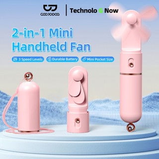 Quạt cầm tay mini 3 tốc độ GOOJODOQ 2500Mah kèm pin sạc dự phòng Type-C để sử dụng ngoài trời