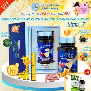 [Xuất Kèm VAT] Tăng Chiều Cao Midu MenaQ7 360mcg Hộp 30 Viên D3K2 Canxi Cho Bé Phát Triển Chắc Xương - Chính Hãng Hoa Kỳ