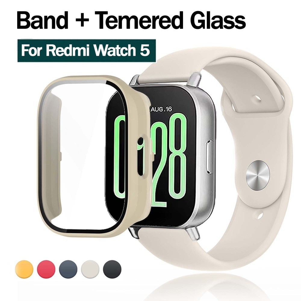 Dây đeo silicon + Vỏ bảo vệ kính cho Xiaomi Redmi Watch 5 Active / 5 Lite Dây đeo màu trơn Bảo vệ mà