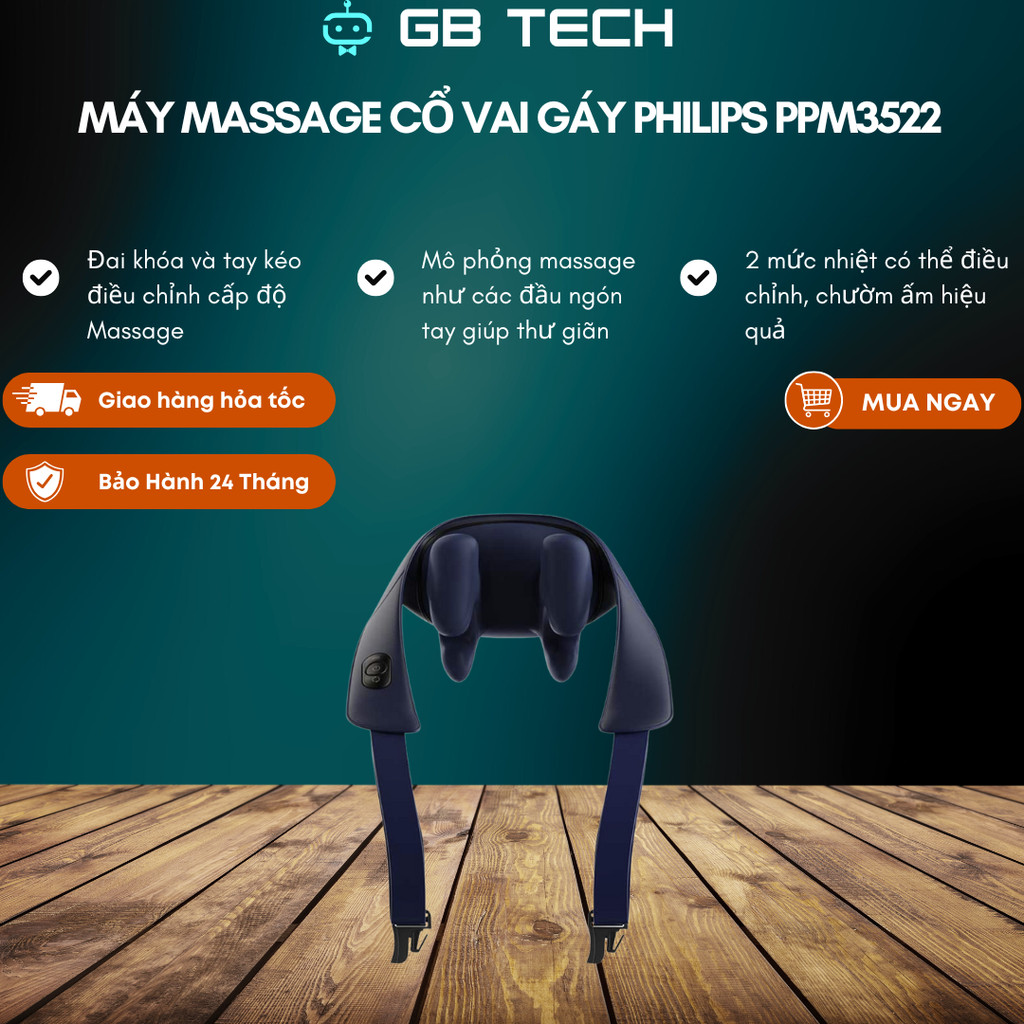 Máy massage cổ vai gáy Philips PPM3522 - Bảo hành chính hãng 24 tháng
