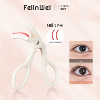 FelinWel - Kẹp Mi Cầm Tay, Thiết Kế Không Đường Viền, Giúp Mi Cong, Phù Hợp Cho Người Châu Á, Kèm 2 Lõi Thay Thế