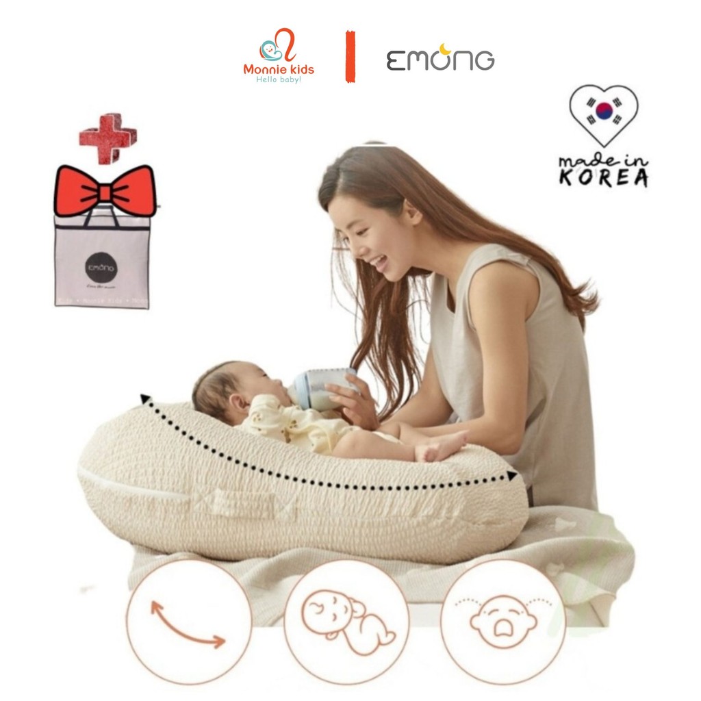 Gối chống trào ngược Emong cho bé sơ sinh chất liệu mềm mại và an toàn - Monnie Kids
