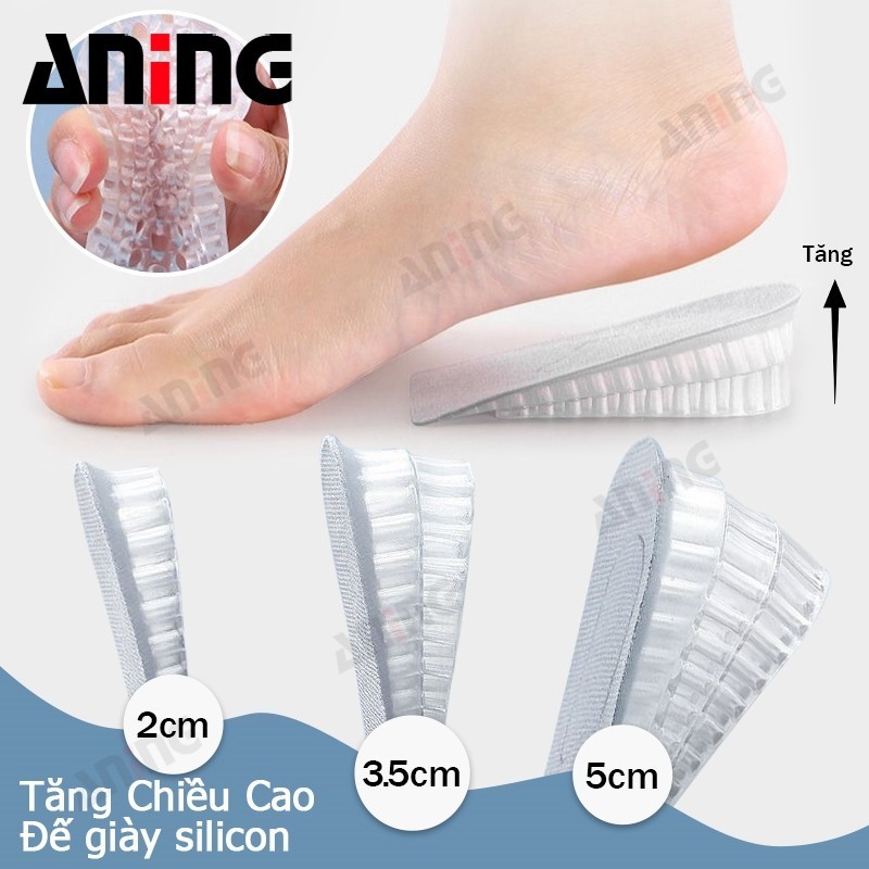 Lót Giày Tăng Chiều Cao 5cm Silicon Gel Điều Chỉnh Đệm Gót Chân Cho Nam Nữ