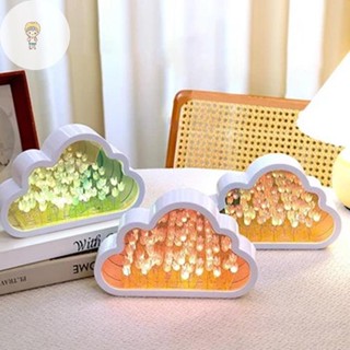 Mod Handmade DIY Hoa Tulip Biển Đêm Bầu Không Khí Đèn Mây Tulip Đèn LED Đèn Ngủ Gương Đèn Bàn Trang Trí Phòng Ngủ Đèn Mới VN
