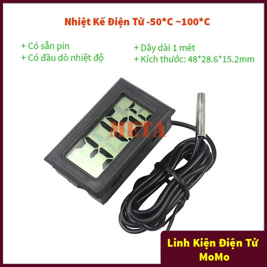 Nhiệt Kế Điện Tử -50*C ~100*C Có Đầu Dò Nhiệt Độ (Có Pin)