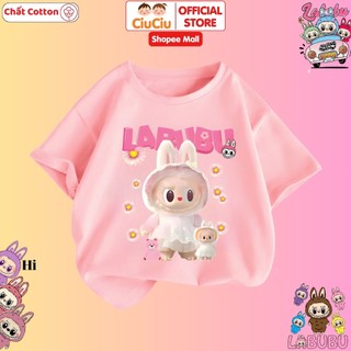 Áo thun cho bé gái hình LABUBU CIUCIU KID chất cotton co dãn 4 chiều thoáng mát thấm hút mồ hôi