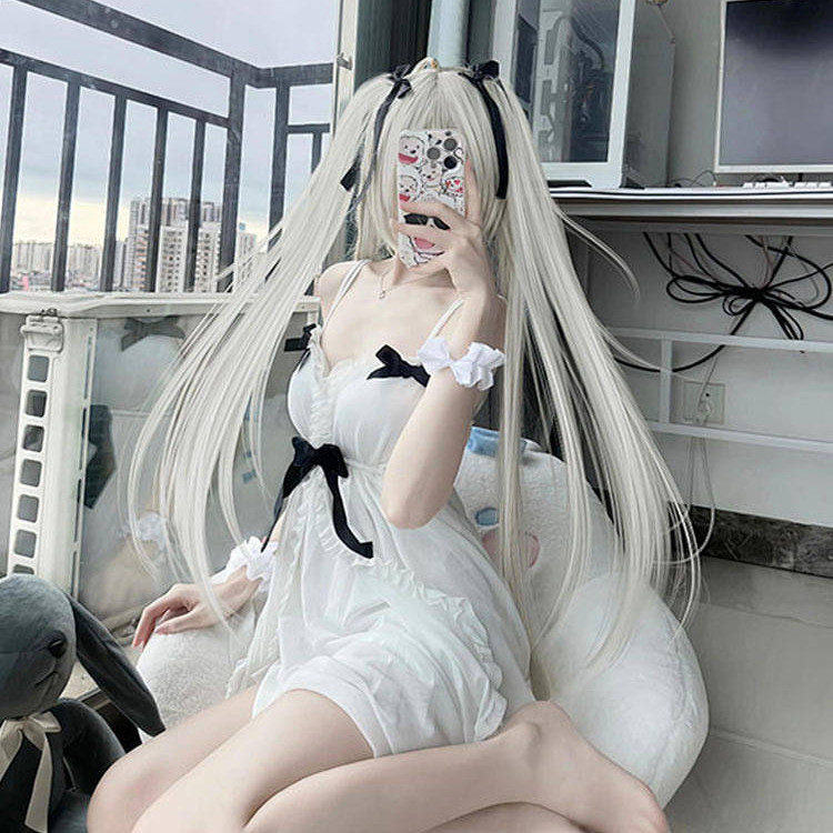 Yosuga No Sora Sora Cosplay Pajamas Suspender Skirt All Spring Sun and Wild Sky Bow Japanese Style a