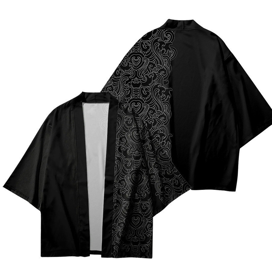 Cosplay Nhật Bản Áo choàng tắm Kimono Thời trang Retro 3D In Áo hoodie thoáng khí Nam Kimono