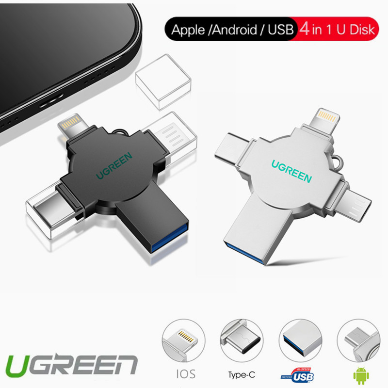Ổ đĩa Flash USB Ugreen Pendrive 1TB 2TB cho IOS Android Pendrive 4in1 Điện thoại thông minh Micro US