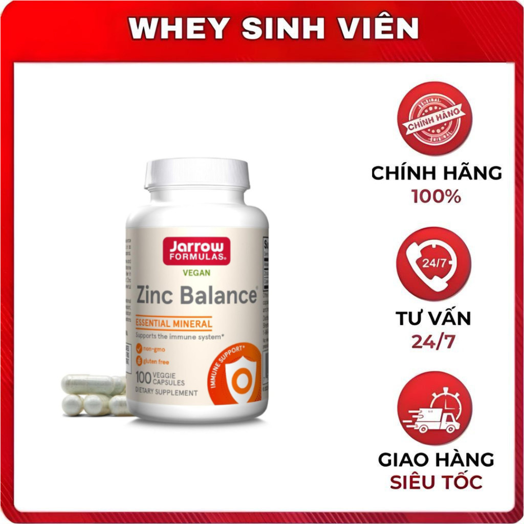JARROW Zinc Balance Viên Uống Bổ Sung Kẽm Hỗ Trợ Sức Đề Kháng - Hộp 100 Viên 15mg tại Whey Sinh Viên