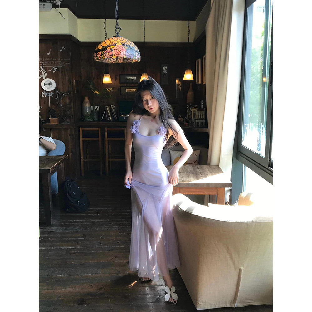 Đầm tím hai dây body sexy lãng mạn | 𝑨𝑱𝑰𝑵𝑰