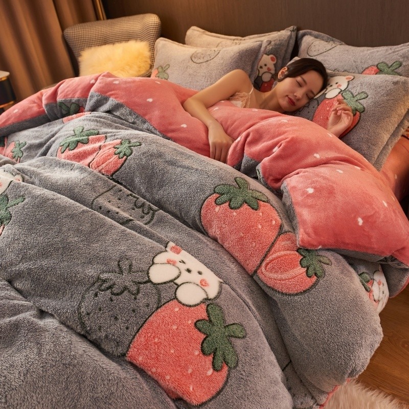 Vỏ chăn lông cừu sữa Vỏ chăn bông Flannel Vỏ chăn lông cừu san hô Vỏ chăn ga gối [S103] Lông cừu mùa