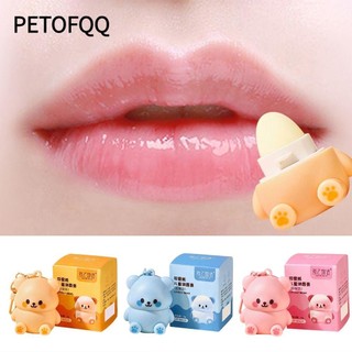 Son dưỡng môi hình gấu nhỏ PETOFQQ, Son bóng chống nứt chống khô, Mini kèm móc khóa Son môi dưỡng ẩm 4ml cho trẻ em