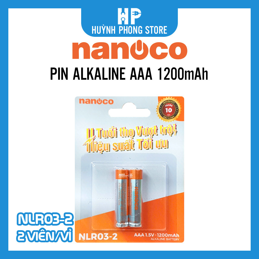Pin Alkaline Nanoco, AAA dung lượng 1200mAh, AA dung lượng 2600mAh