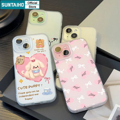 Suntaiho Ngộ nghĩnh Chó Dễ Thương Họa Tiết Ngỗng Trong Suốt Mờ Dành Cho Iphone 16 15 14 12 13 11 Pro Max IP 7 8 Plus Iphon X Xs XR Xs Max TPU Silicon Mềm Cao Cấp Chống Sốc Ốp điện thoại