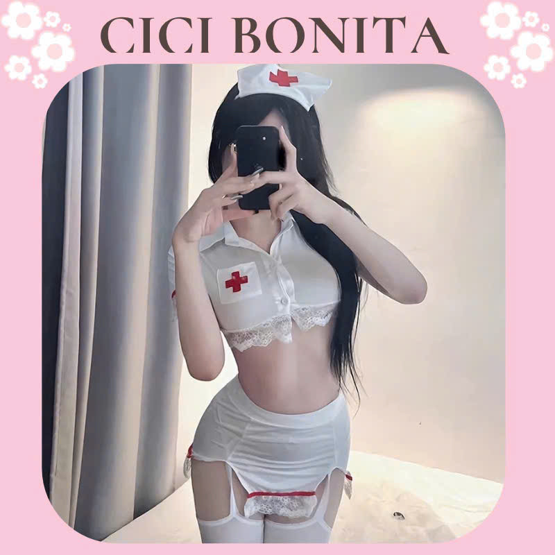 Váy ngủ cosplay cô y tá sexy gợi cảm quyến rũ nóng bỏng, Đồ hóa trang cô y tá đáng yêu CP206 CICI BO