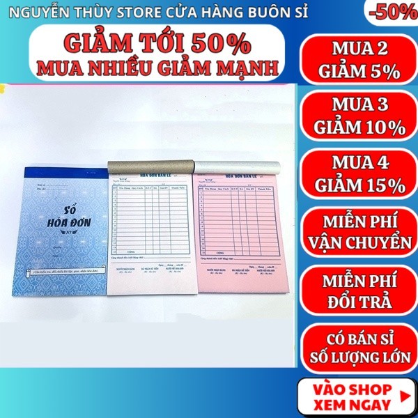 Hoá đơn bán lẻ khổ 19x12CM - Cuốn hoá đơn 2 liên 19x12CM, Nguyễn Thùy Store