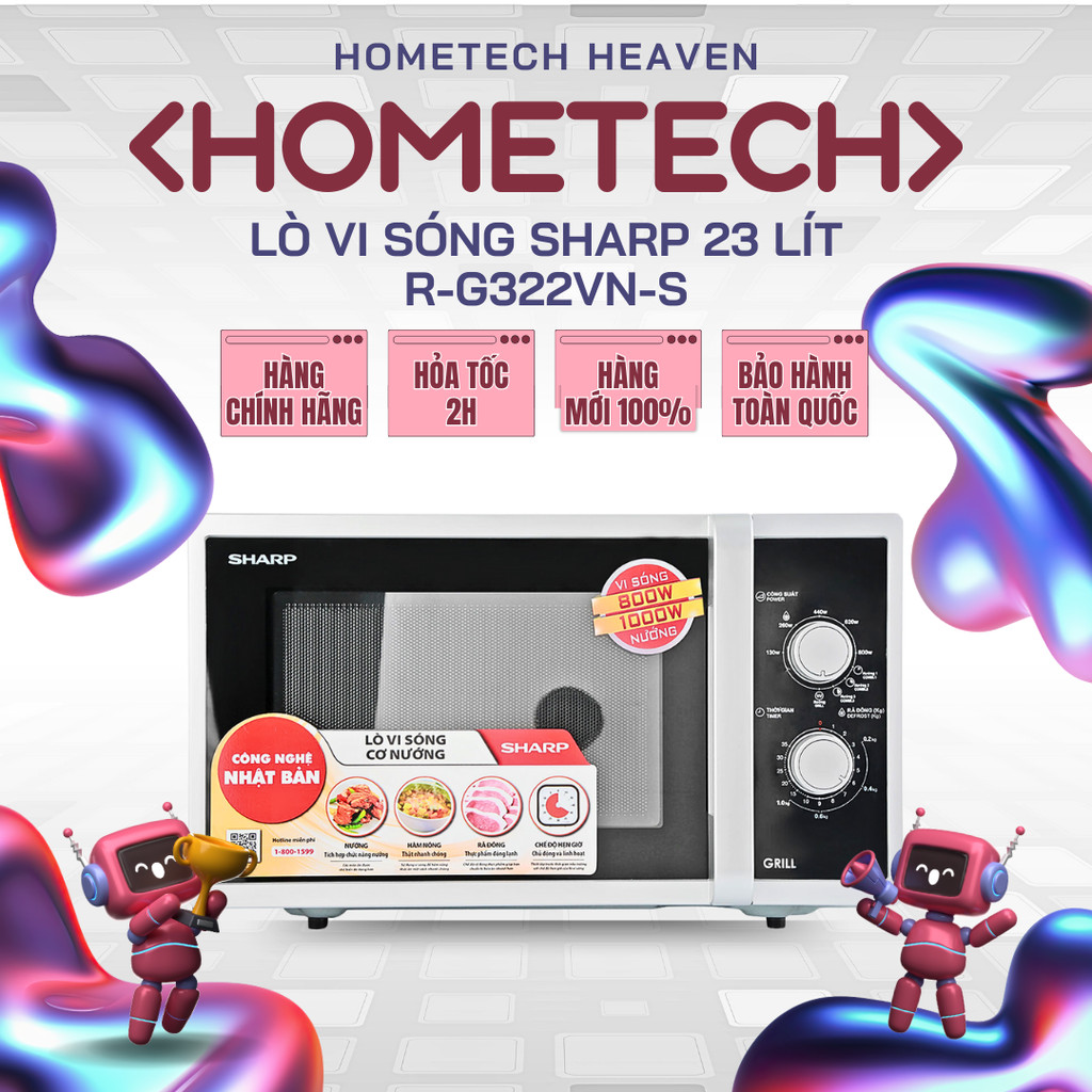 R-G322VN-S - Lò vi sóng Sharp R-G322VN-S 23 lít - Hàng Chính Hãng, Mới 100%