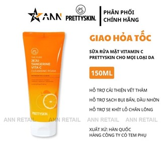Sữa Rửa Mặt Vitamin C Prettyskin The Pure Jeju Tangerine Vita C Cleansing Foam 150ml Giúp Giảm Thâm Mụn [Chính Hãng]