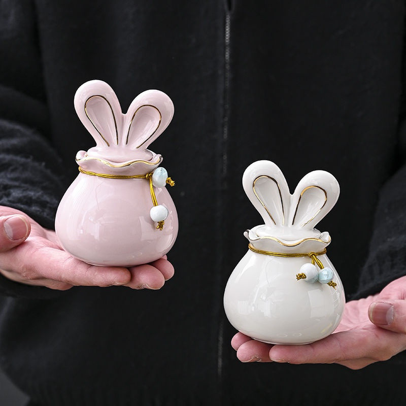 Thỏ Ear Tea Pot Candy Pot Powder Storage Pot Kung Fu Tea Set