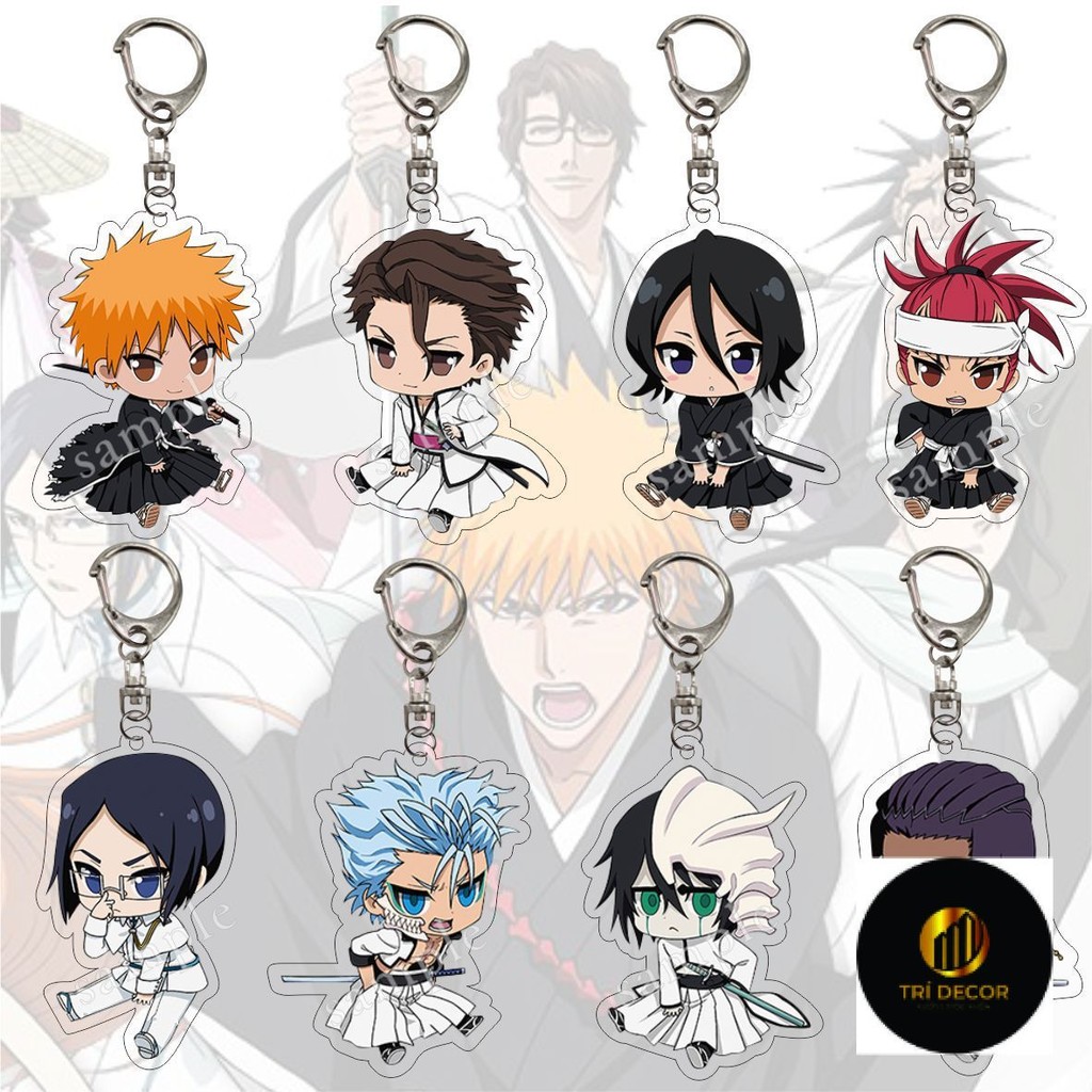 Móc khóa acrylic Bleach Kurosaki Ichigo Rukia Kuchiki Byakuya Dabai Grimm Ulquiorra