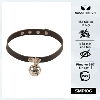 SMP106 - vòng cổ choker với chất liệu giả da PU đính chuông
