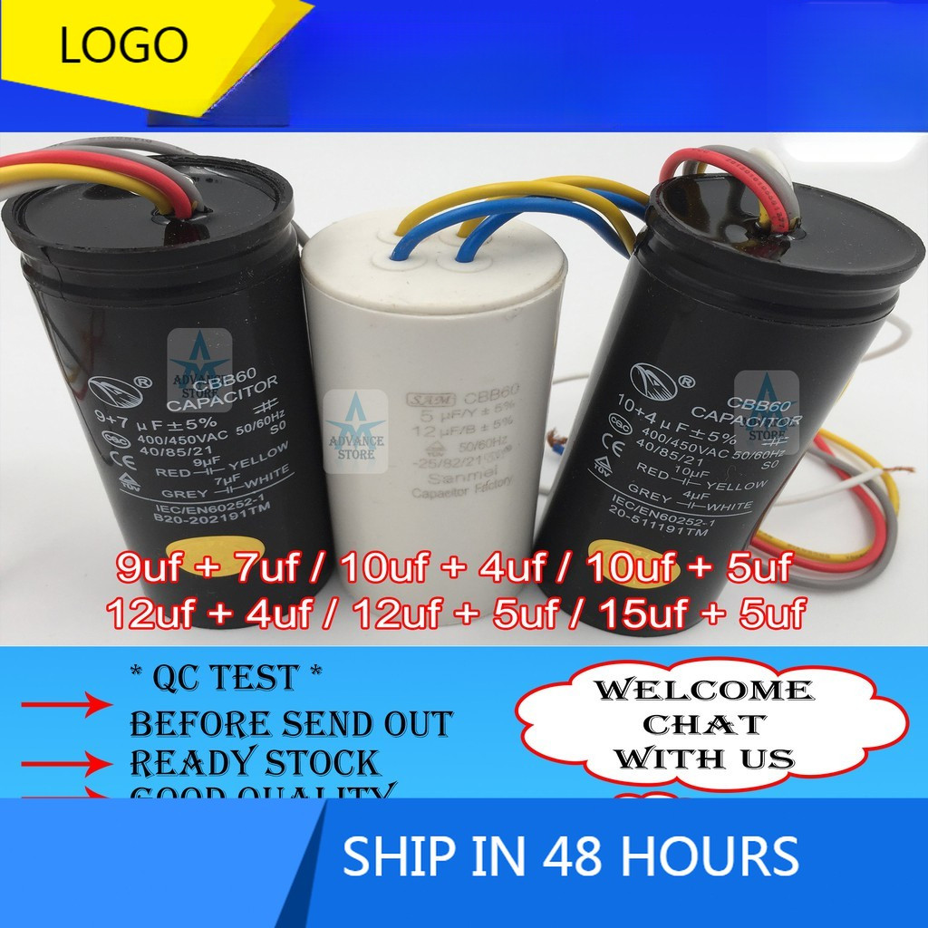 2 Loại Tụ Điện CBB60 Tụ Điện Máy Giặt 9 7uf 10 4uf 10 5uf 12 4uf 12 5uf 13 4uf 14 4uf 15 5uf
