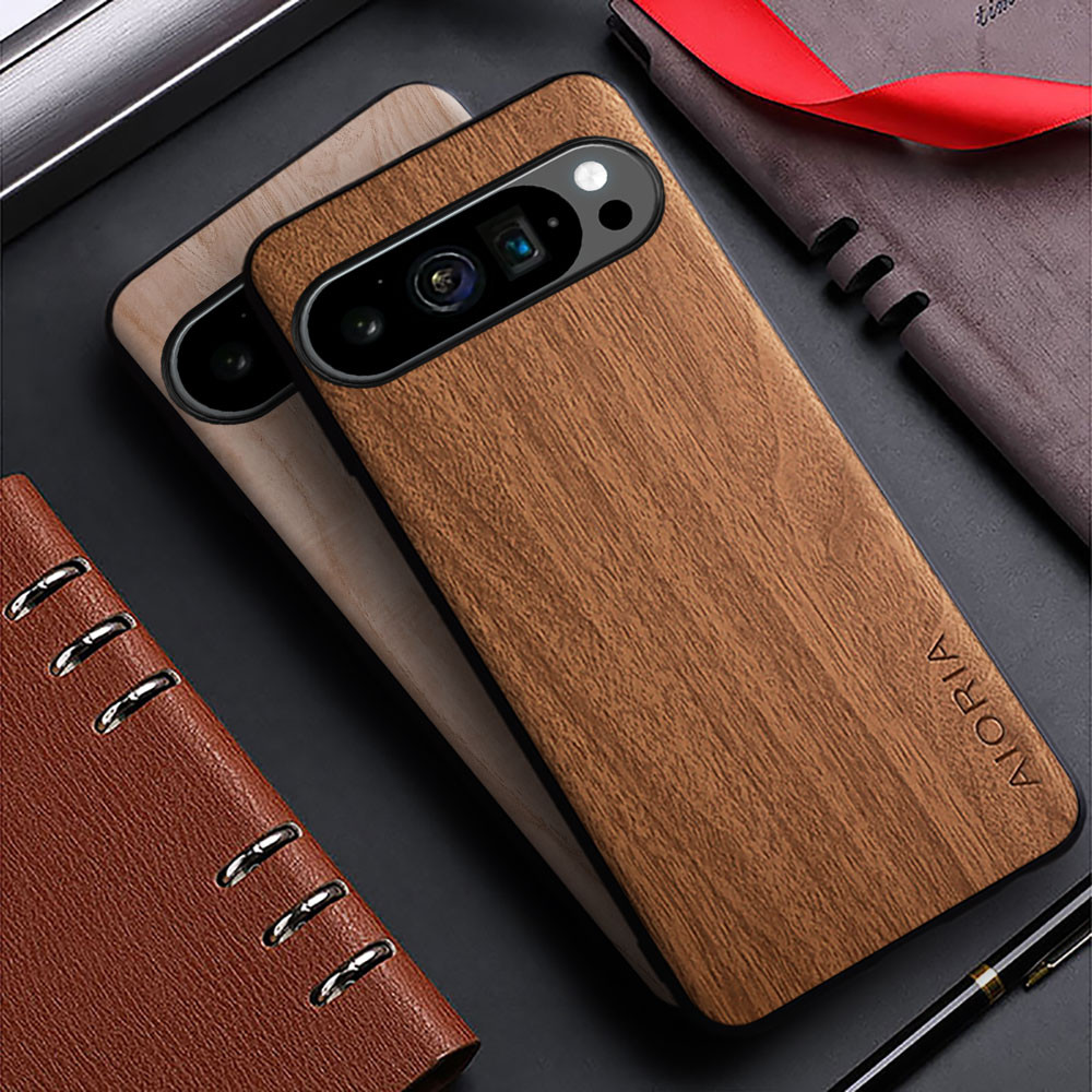 Ốp điện thoại Cho Google Pixel 9 Pro XL 8 7 6 5 Pro 8A 7A 6A 5A 4A Họa Tiết Gỗ Tre Da Mặt Sau Cho Pi