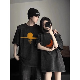 Áo thun ngắn tay cotton mùa hè nguyên chất mới in hình cổ điển quá khổ

