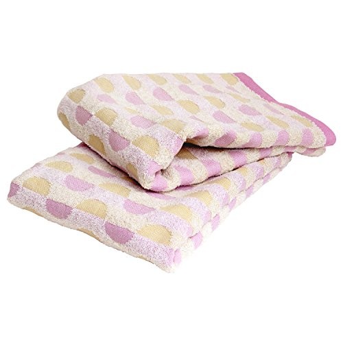 Bộ 2 khăn tắm chứng nhận tắm Imabari Hiorie (Hiorie) Jacquard hình học Caribe màu hồng