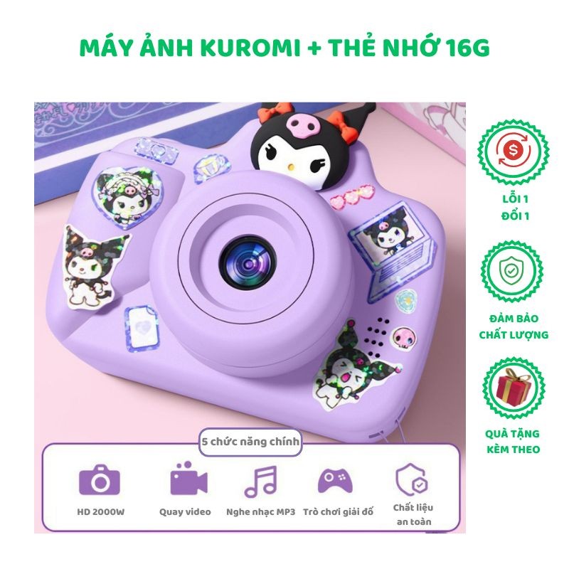 📸 Máy Ảnh Trẻ Em Đa Chức Năng Kuromi Mini Camera 2000W Pixel Kurumi Melody Cinamorol– Quay Video, Chơi Game, Nghe Nhạc ✨