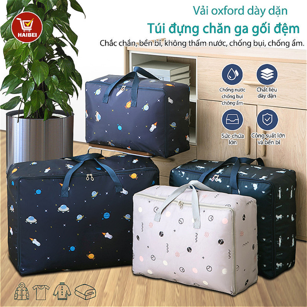 Túi vải Oxford chống thấm cao cấp, túi bảo quản chăn, quần áo, túi xách du lịch đựng đồ tiện lợi