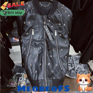 Áo Khoác Da Đính Ngôi Sao Sắt Kín Thân Cực Đẹp \ Áo Bomber Da Dày Dặn Dáng Rộng Nam Nữ